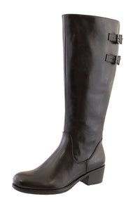 Black Leather Look Side Zip Jodhpur Long Leg Boot