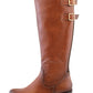 Tan Leather Look Side Zip Jodhpur Long Leg Boot