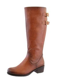 Tan Leather Look Side Zip Jodhpur Long Leg Boot