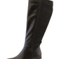 Black Leather Look Side Zip Long Leg Boot