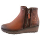 Brown Leather Look Side Zip Low Wedge Ankle Boot,