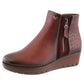 Mulberry Brown Leather Look Side Zip Low Wedge Ankle Boot