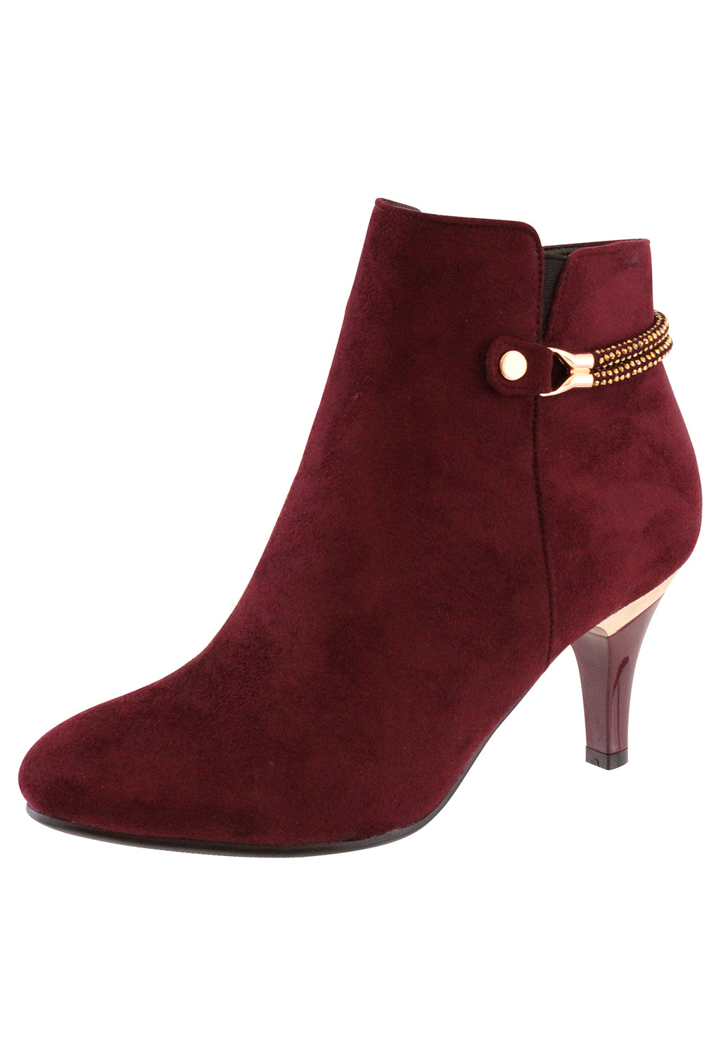 Burgundy Microfibre Plain Front Elegant Boot,