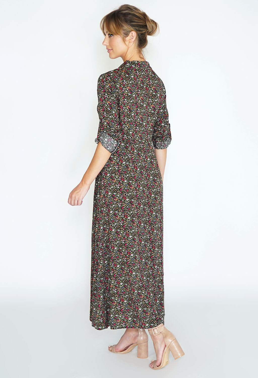 Tunic shirt dress with floral print