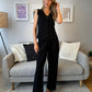 Pinstripe Buttoned Wide Leg Trousers