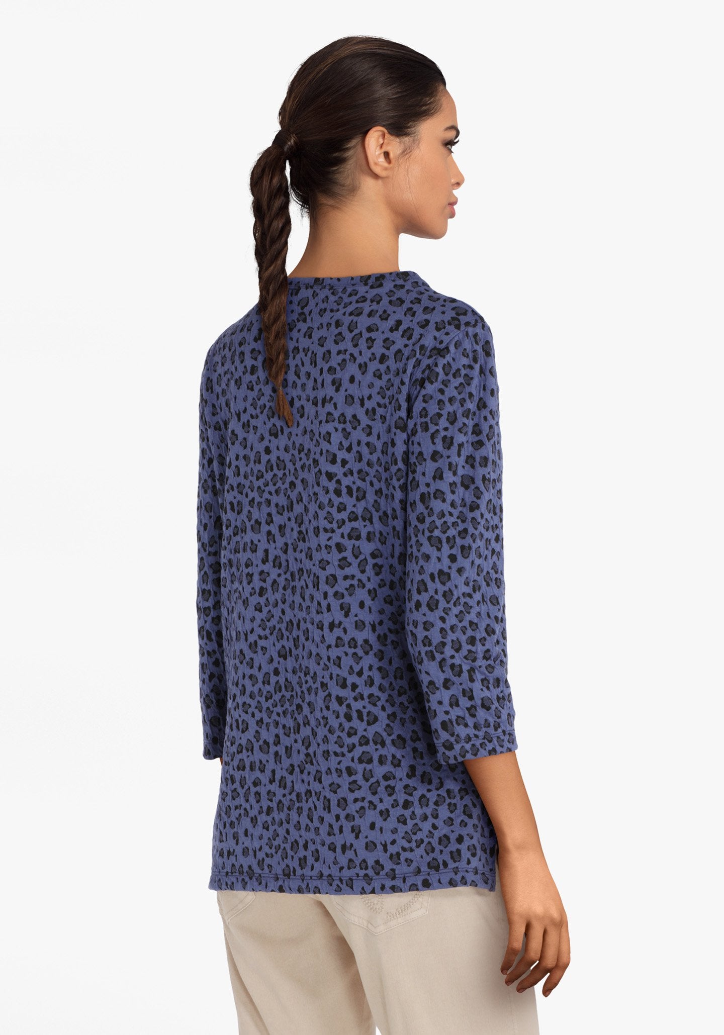 Dark blue Top in textured fabric