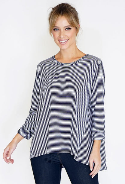 3/4 Sleeve Stripe Top