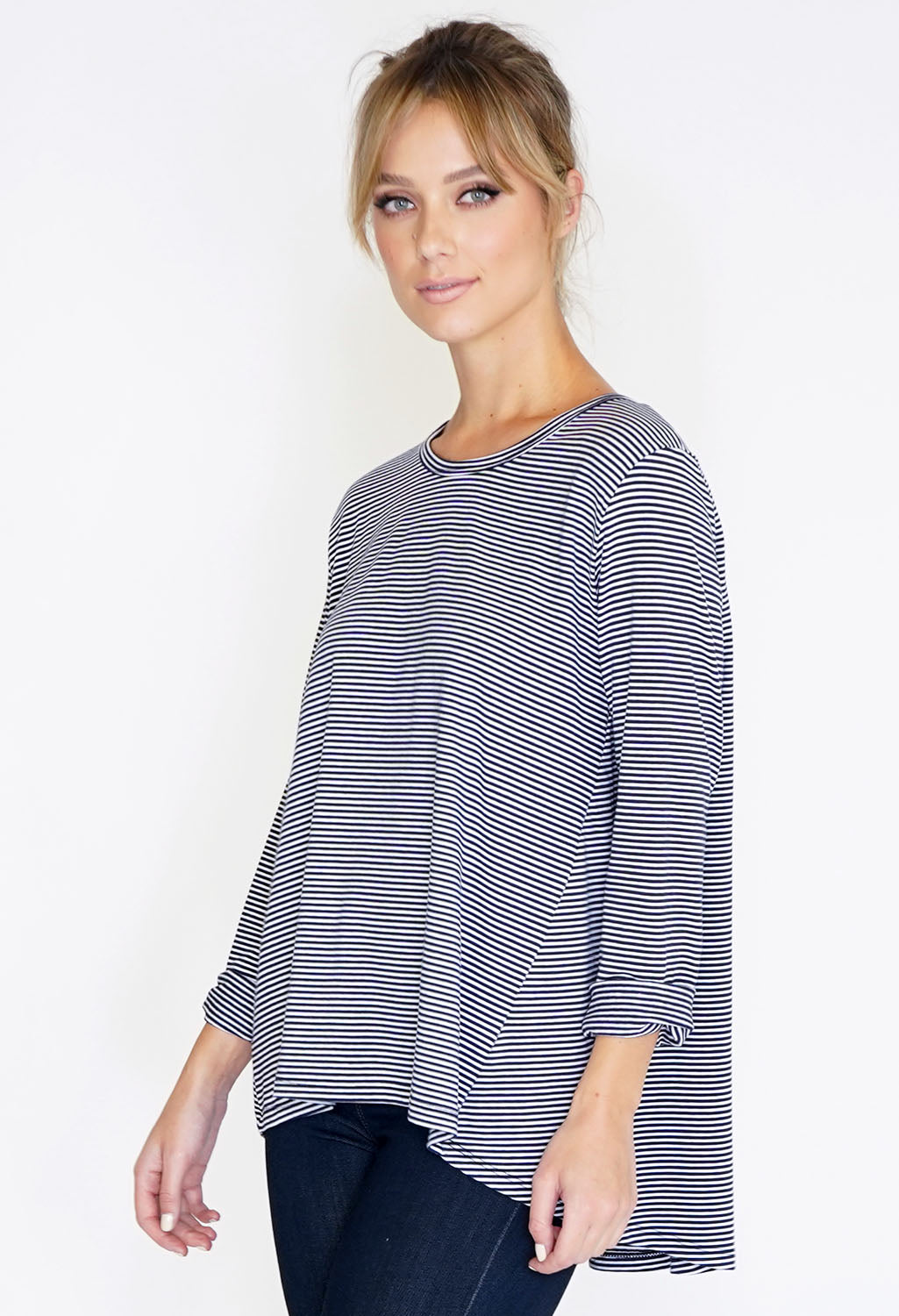 3/4 Sleeve Stripe Top