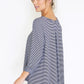 3/4 Sleeve Stripe Top