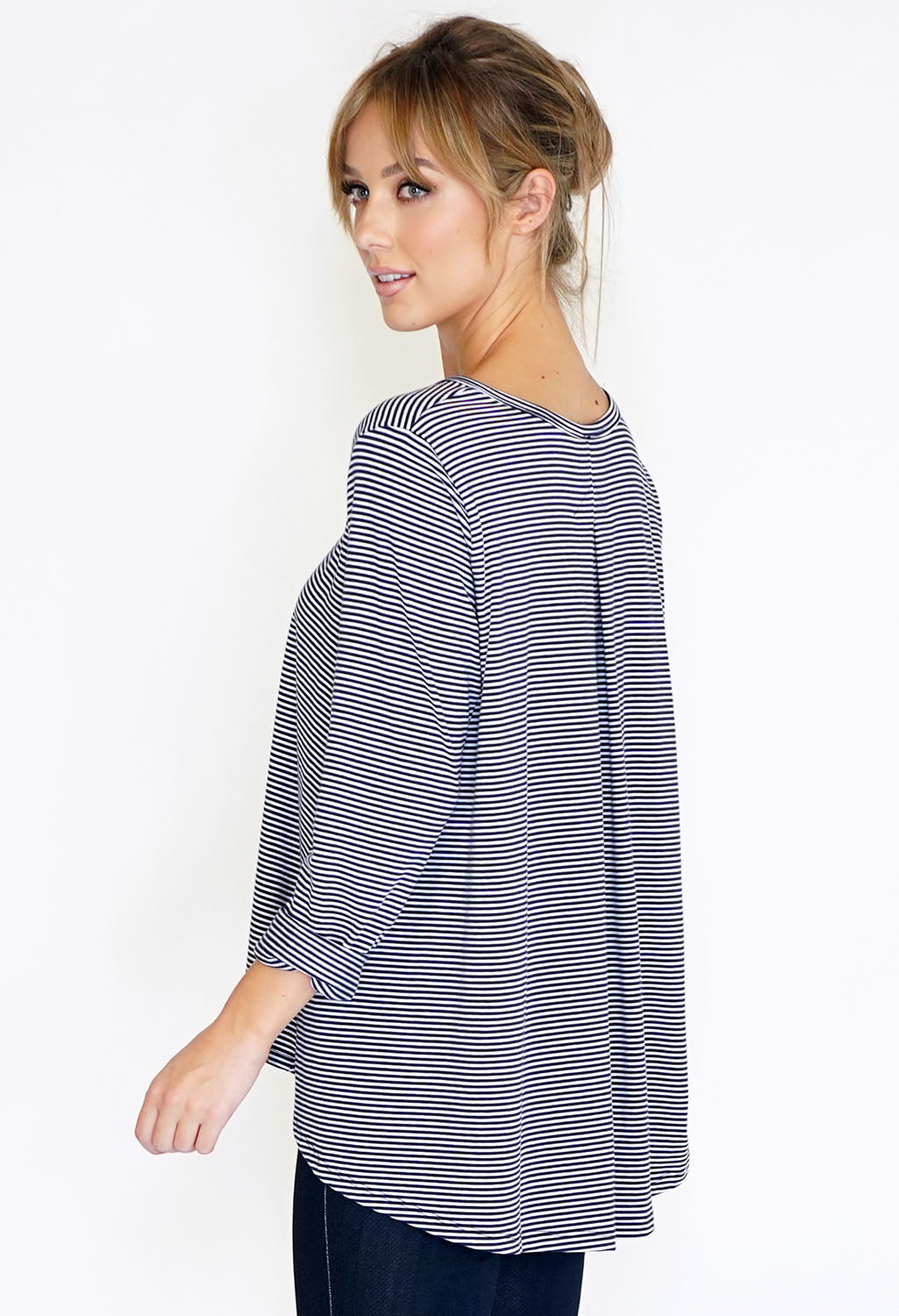 3/4 Sleeve Stripe Top