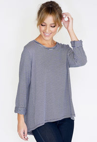 3/4 Sleeve Stripe Top