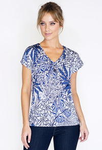 PRINTED TOP WITH NECKLACE DETAIL