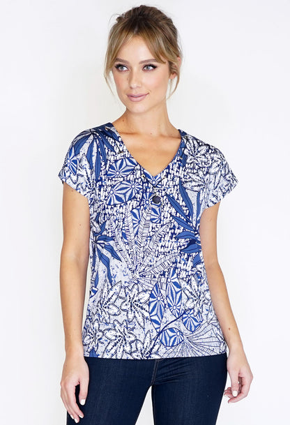 PRINTED TOP WITH NECKLACE DETAIL