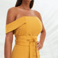 bandeau mid dress with obi belt in turmeric