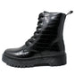 Black Faux Leather Croc Print Work Boot