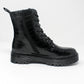 Black Faux Leather Croc Print Work Boot