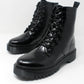 Black Faux Leather Croc Print Work Boot