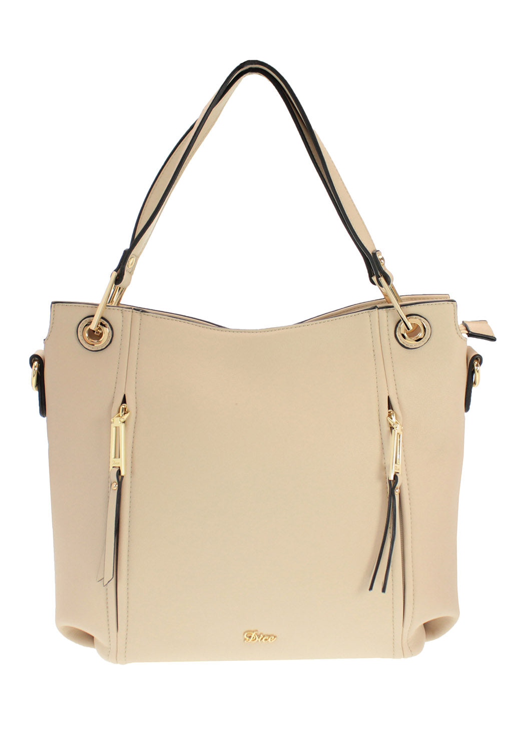 Beige Zip Detail Shopper