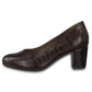 Cognac Croc Print Low Heel Court Shoe