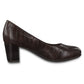 Cognac Croc Print Low Heel Court Shoe