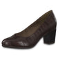 Cognac Croc Print Low Heel Court Shoe