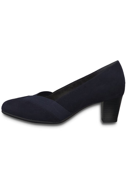 Navy Microfibre Low Heel Court Shoe