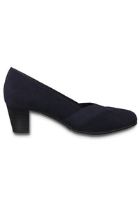 Navy Microfibre Low Heel Court Shoe