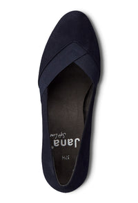 Navy Microfibre Low Heel Court Shoe