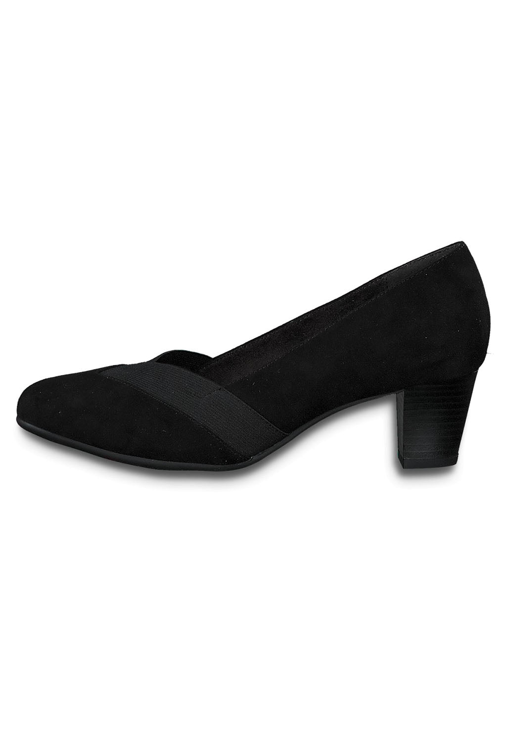 Black Microfibre Low Heel Court Shoe