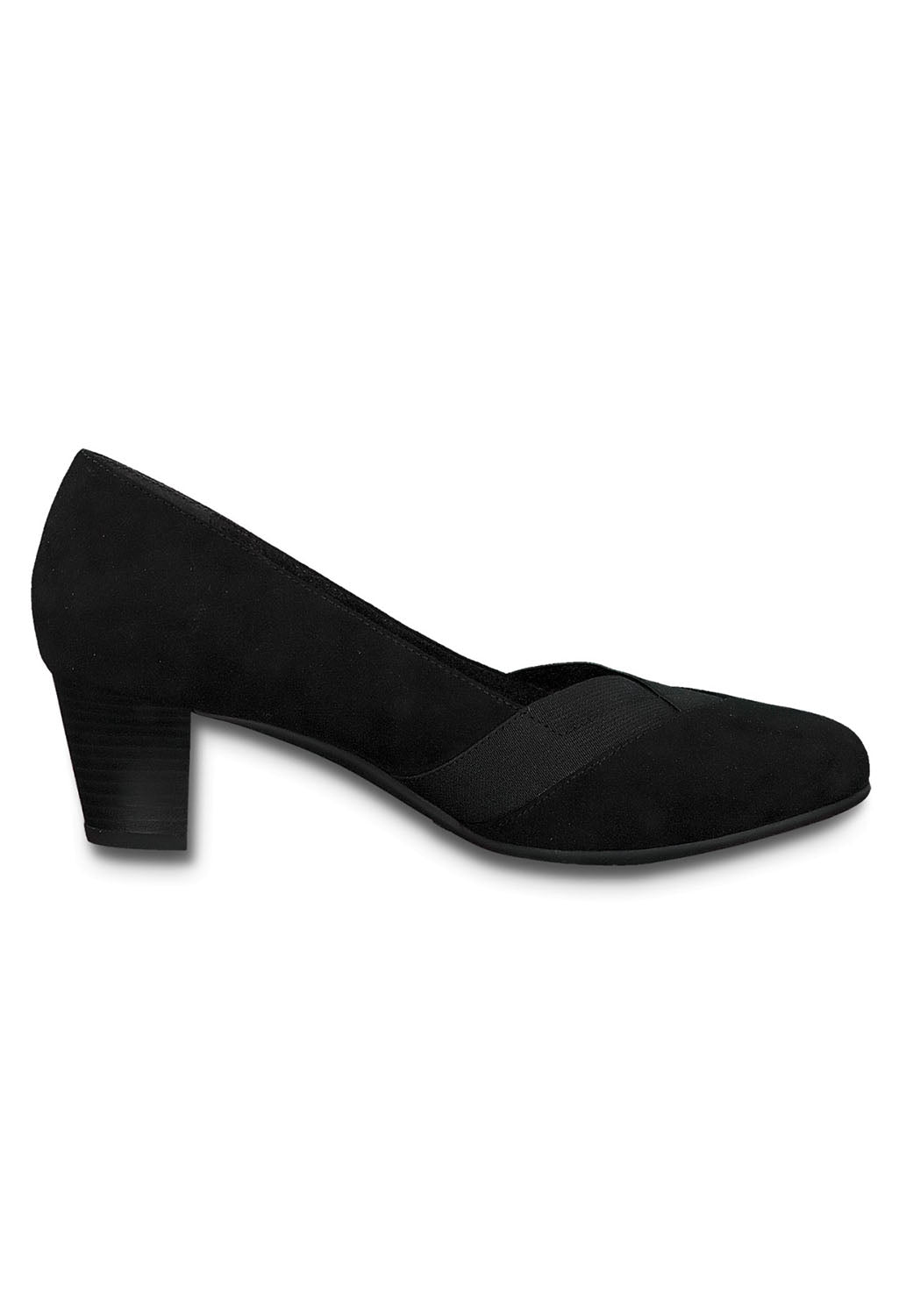 Black Microfibre Low Heel Court Shoe