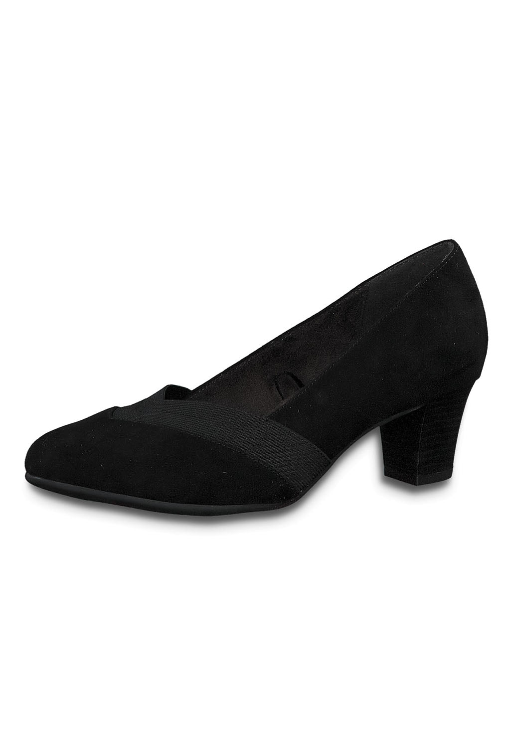 Black Microfibre Low Heel Court Shoe