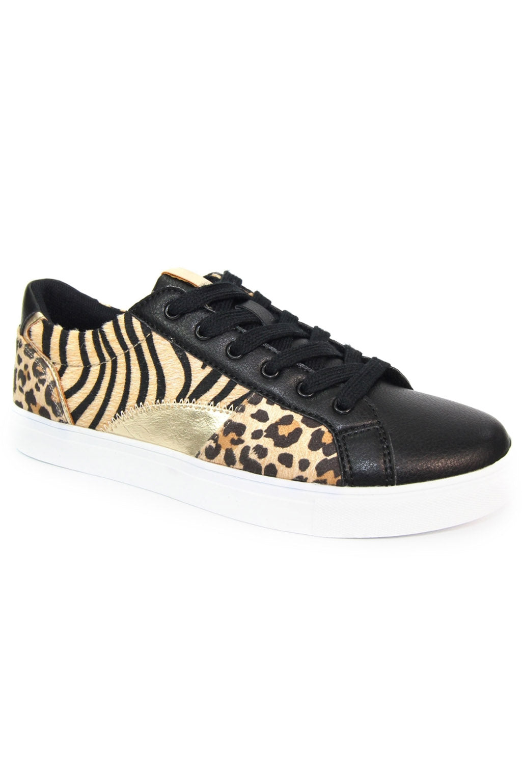 Black Trainer with ocelot, tiger and gold panels