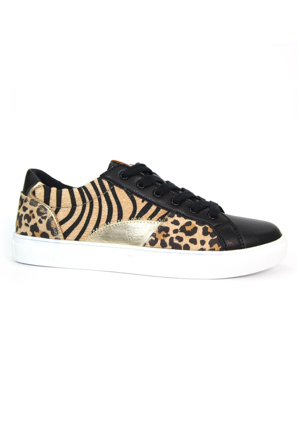 Black Trainer with ocelot, tiger and gold panels