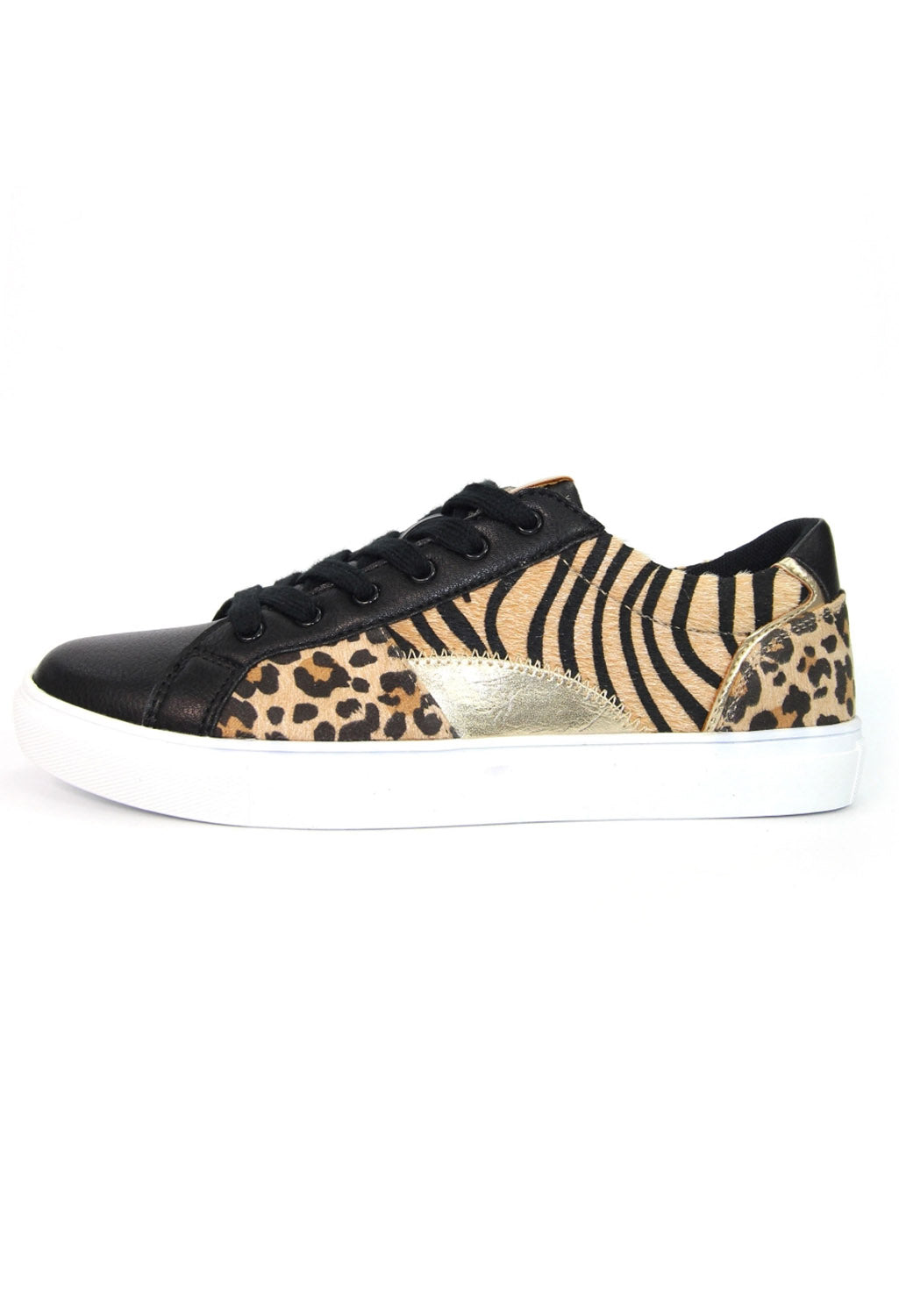 Black Trainer with ocelot, tiger and gold panels