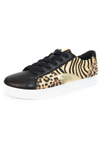 Black Trainer with ocelot, tiger and gold panels