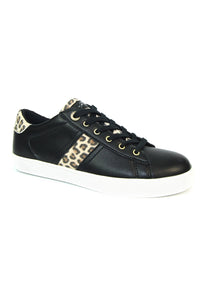 Lightweight Black Classic Trainer with Animal Print