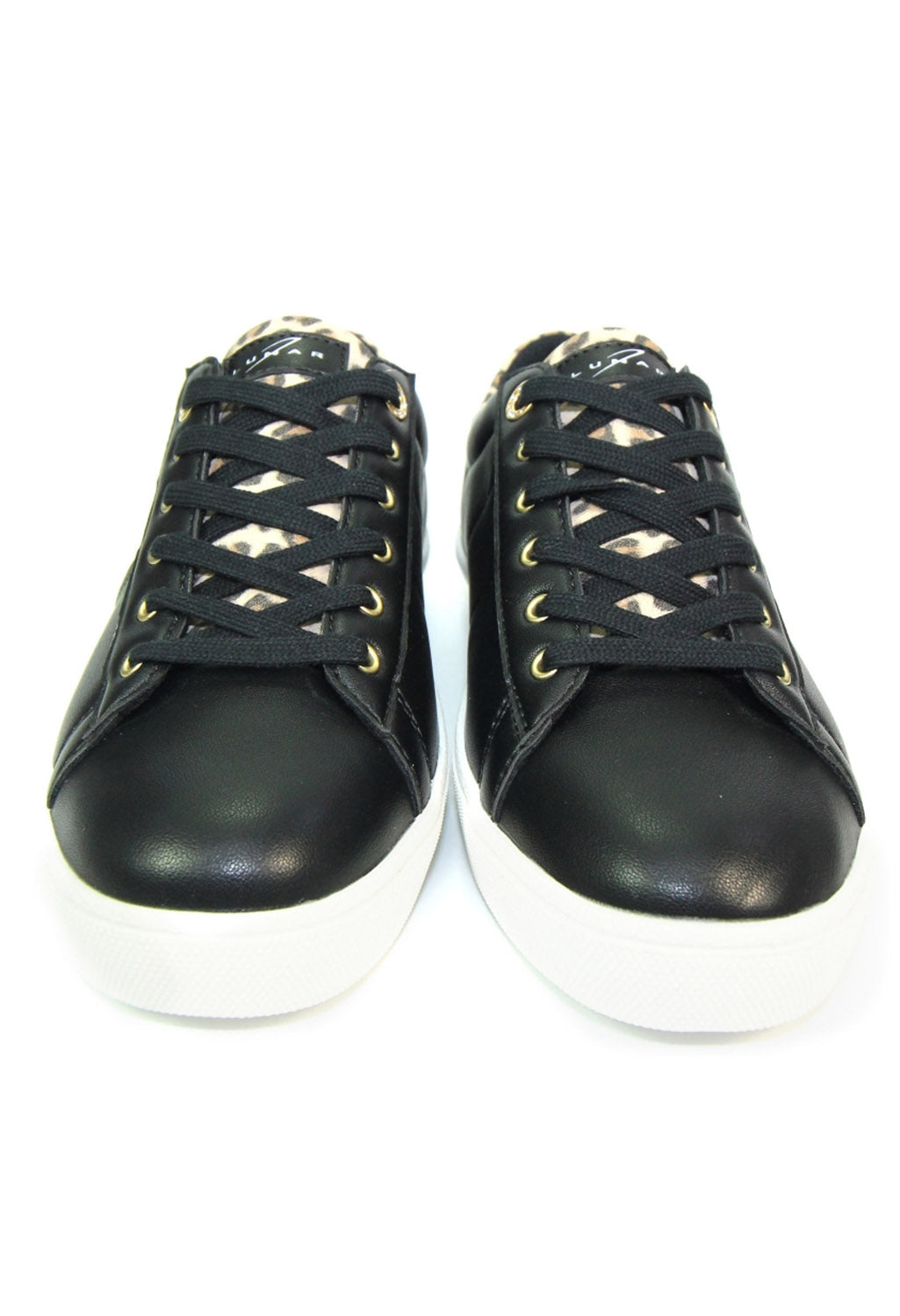 Lightweight Black Classic Trainer with Animal Print