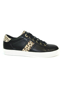 Lightweight Black Classic Trainer with Animal Print