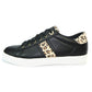 Lightweight Black Classic Trainer with Animal Print