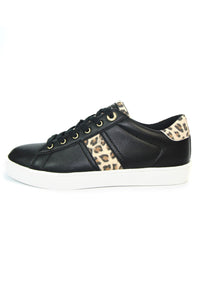 Lightweight Black Classic Trainer with Animal Print