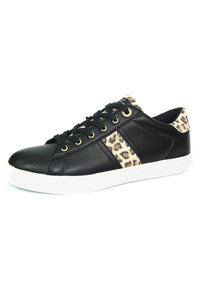 Lightweight Black Classic Trainer with Animal Print