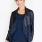 Faux Suede Panel Drape Jacket