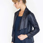 Faux Suede Panel Drape Jacket