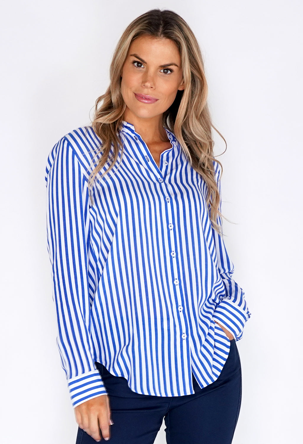 Blue and White Stripe Shirt