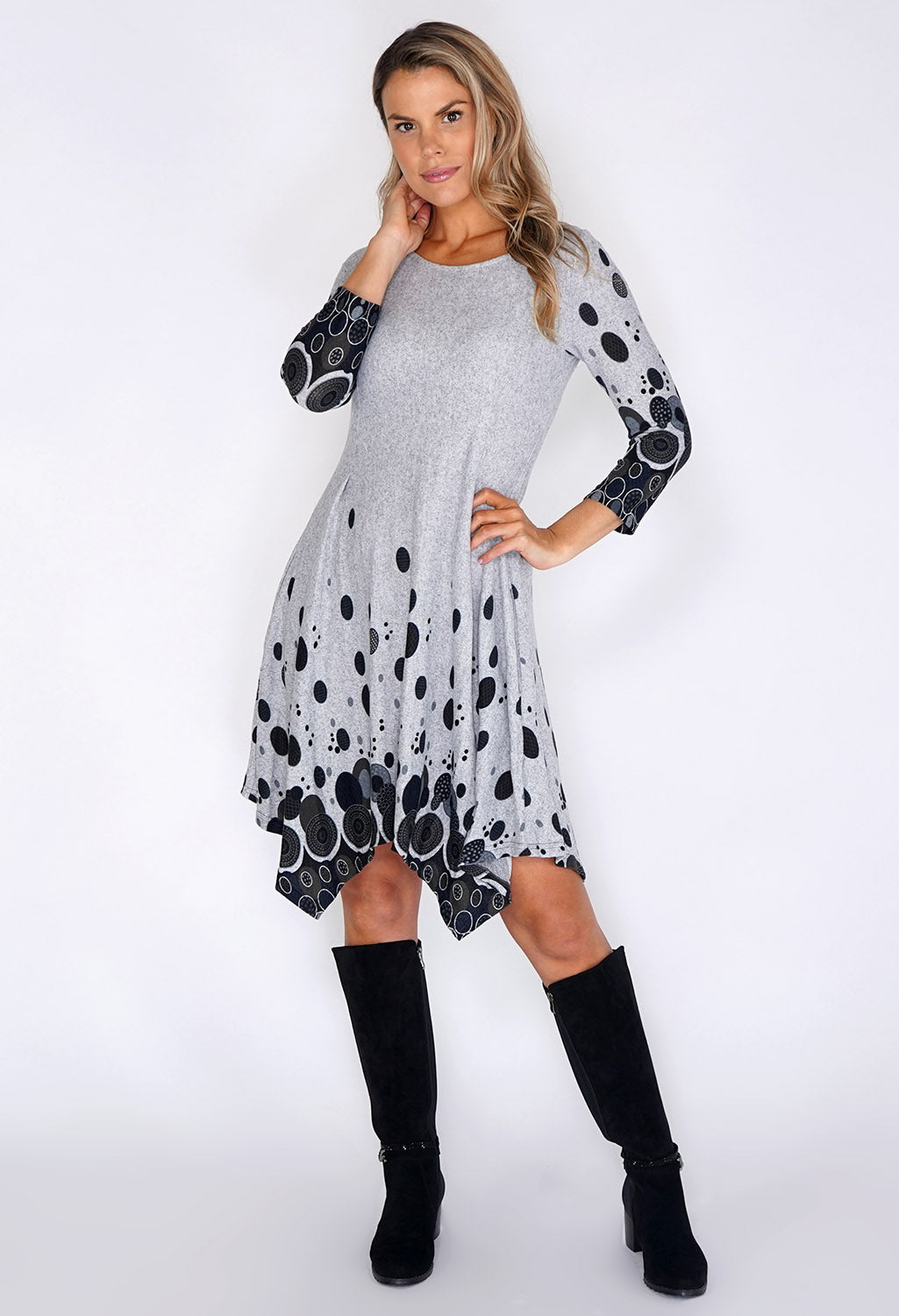 Light Grey Spot Detail Dress