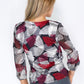 Red and Grey Fan Print Top