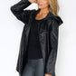 Black Leather Hooded Coat