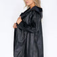 Black Leather Hooded Coat