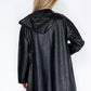 Black Leather Hooded Coat