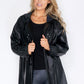 Black Leather Hooded Coat